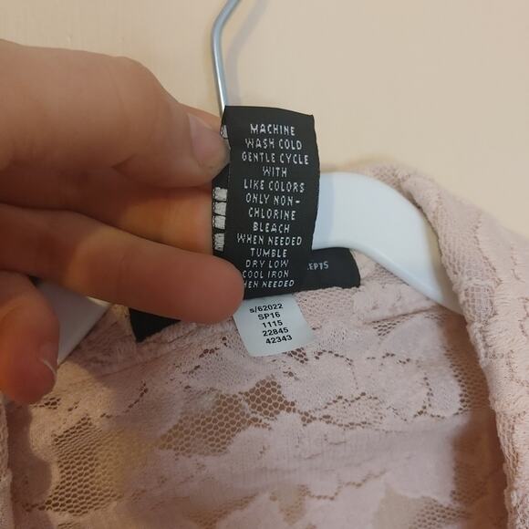 International Concepts INC Size Medium Cotton Nylon Lace Deep V Cut Pink Sheer - Picture 8 of 9